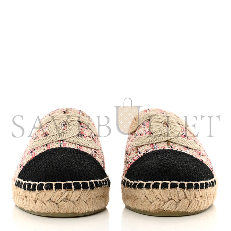Ch*el tweed cc espadrilles pink black g29762